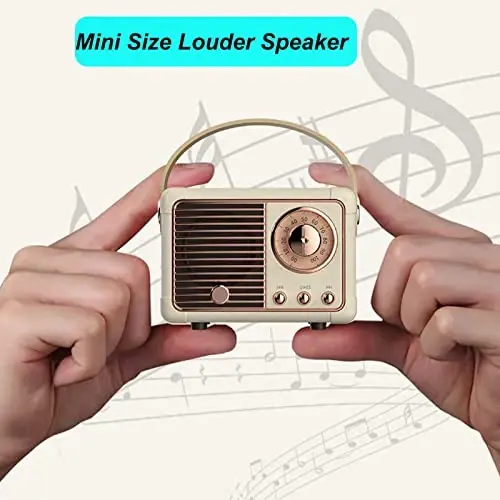 Dosmix Retro Bluetooth Speaker, Vintage Decor, Portable Wireless Bluetooth Speaker, Cute Old Fashion Style for Kitchen Desk Bedroom Office Outdoor Accessories for iPhone Android (Yellow) - 2