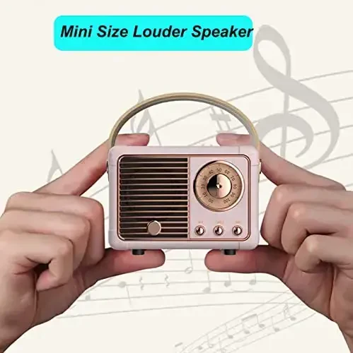 Dosmix Retro Bluetooth Speaker, Vintage Decor, Small Wireless Bluetooth Speaker, Cute Old Fashion Style for Kitchen Desk Bedroom Office Outdoor,Birthday Gifts Ideas for Women Teenage - 4