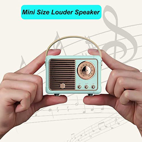 Dosmix Retro Bluetooth Speaker, Vintage Decor, Small Wireless Bluetooth Speaker, Cute Old Fashion Style for Kitchen Desk Bedroom Office Party Outdoor Kawaii for Android/iOS Devices (Blue) - 2