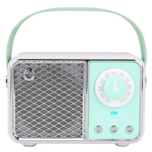 Dosmix Retro Bluetooth Speaker, Vintage Decor, Wireless Bluetooth Speakers, Cute Old Fashion Style for Kitchen Desk Bedroom Office Party Outdoor Kawaii Accessories (Cyan Green) - 1