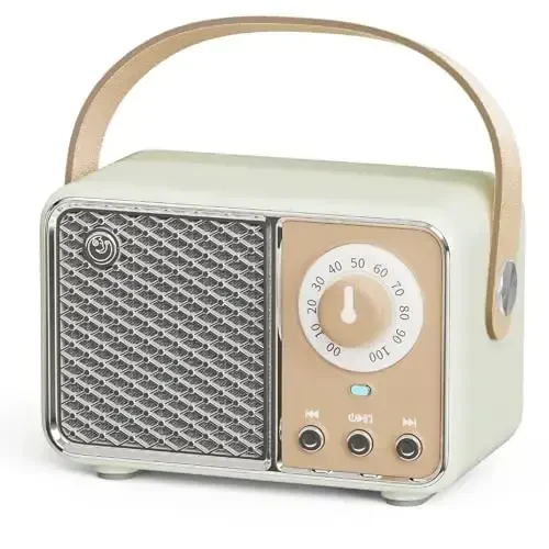 Dosmix Retro Bluetooth Speaker, Vintage Decor, Wireless Bluetooth Speakers, Cute Old Fashion Style for Kitchen Desk Bedroom Office Party Outdoor Kawaii Accessories (Smoke Green) - 1