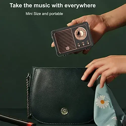 Dosmix Retro Bluetooth Speaker, Vintage Decor,Small Wireless Bluetooth Speaker,Cute Old Fashion Style for Kitchen Desk Bedroom Office Outdoor,Birthday Gifts for Women Men Teens - 5