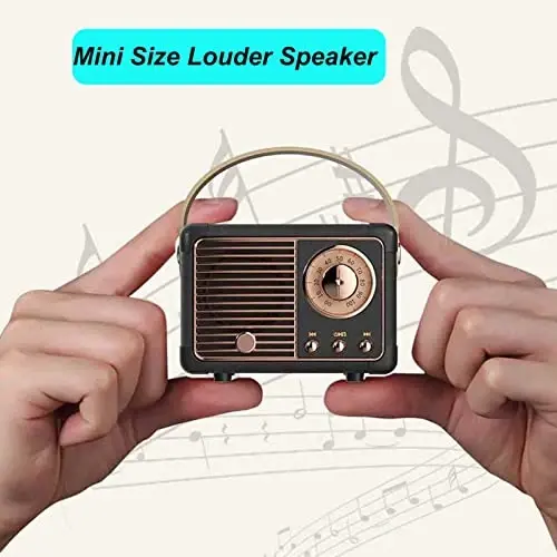 Dosmix Retro Bluetooth Speaker, Vintage Decor,Small Wireless Bluetooth Speaker,Cute Old Fashion Style for Kitchen Desk Bedroom Office Outdoor,Birthday Gifts for Women Men Teens - 3
