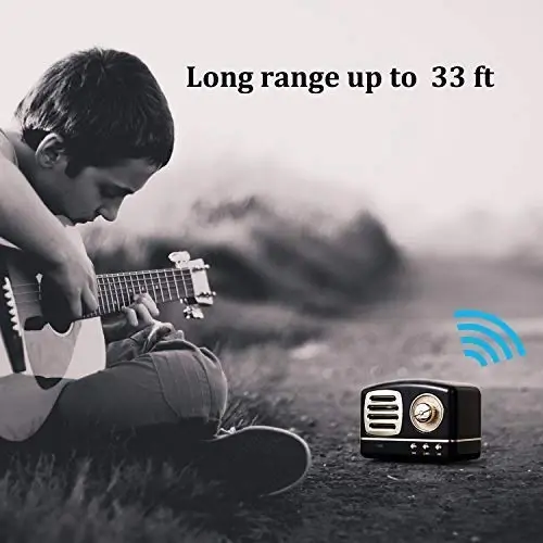 Dosmix Simsiz Stereo Retro Karnay, Kuchli Ovozli Portativ Bluetooth Vintaj Karnay, Qo'ng'iroqlarga Javob Berish, Alexa Qo'llab-quvvatlashi, TF Karta, Oshxona Partiyasi Tashqi Android iOS Qora uchun AUX - 3