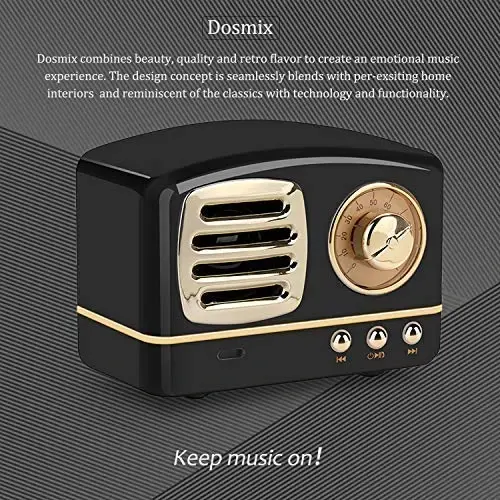 Dosmix Simsiz Stereo Retro Karnay, Kuchli Ovozli Portativ Bluetooth Vintaj Karnay, Qo'ng'iroqlarga Javob Berish, Alexa Qo'llab-quvvatlashi, TF Karta, Oshxona Partiyasi Tashqi Android iOS Qora uchun AUX - 5