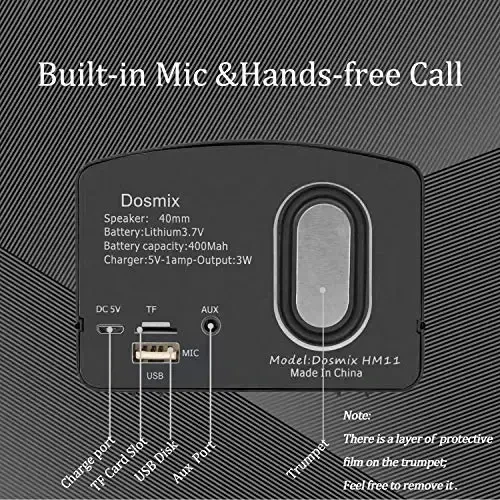 Dosmix Wireless Stereo Retro Speakers, Portable Bluetooth Vintage Speakers with Powerful Sound, Answering Calls, Alexa Support, TF Card, AUX for Kitchen Party Outdoor Android iOS Black - 1