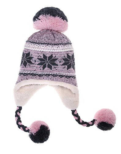 Dosoni Winter Hats for Women Knit Beanie Soft Warm Fleece Lined Long Ear Straps Snow Ski Cap with Pompom - 1