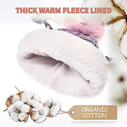 Dosoni Winter Hats for Women Knit Beanie Soft Warm Fleece Lined Long Ear Straps Snow Ski Cap with Pompom - 3