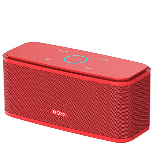 DOSS Bluetooth Speaker, SoundBox Touch Portable Wireless Speaker with 12W HD Sound and Bass, IPX5 Water-Resistant, 20H Playtime, Touch Control, Handsfree, Speaker for Home, Outdoor, Travel - Red - 1