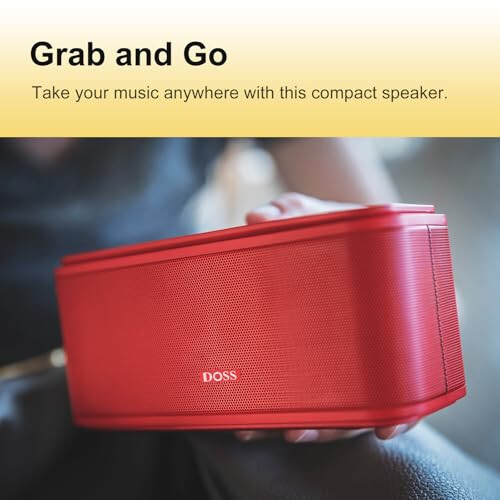 DOSS Bluetooth Speaker, SoundBox Touch Portable Wireless Speaker with 12W HD Sound and Bass, IPX5 Water-Resistant, 20H Playtime, Touch Control, Handsfree, Speaker for Home, Outdoor, Travel - Red - 6