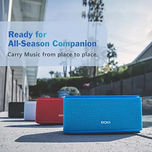 DOSS SoundBox Touch Kablosuz Bluetooth Hoparlör-12W HD Ses ve Zengin Bas, IPX5 Su Geçirmez, 20 Saat Çalma Süresi, Erkekler, Kadınlar, Gençler, Ofis, Ev, Seyahat için İdeal Noel ve Beyaz Fil Hediyesi-Beyaz - 1