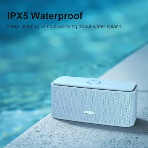 DOSS SoundBox Touch Wireless Bluetooth Speaker-12W HD Sound with Rich Bass, IPX5 Waterproof, 20H Playtime, Handsfree, for Gatherings, Home, Office, Outdoor, Travel-Light Blue - 4