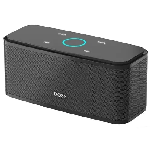 DOSS SoundBox Touch Wireless Bluetooth Speaker-12W HD Sound with Rich Bass, IPX5 Waterproof, 20H Playtime, Ideal Christmas & White Elephant Gift for Men, Women, Teens, Office, Home, Travel-Black - 1
