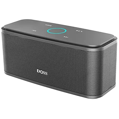 DOSS SoundBox Touch Wireless Bluetooth Speaker-12W HD Sound with Rich Bass, IPX5 Waterproof, 20H Playtime, Handsfree, for Gatherings, Home, Office, Outdoor, Travel-Grey 
