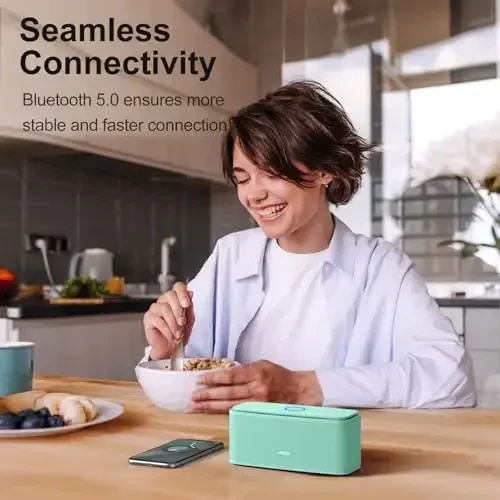 DOSS SoundBox Touch simsiz Bluetooth dinamiki - 12W HD ovoz boy bas bilan, IPX5 suv o'tkazmaydigan, 20 soatlik ijro etish vaqti, erkaklar, ayollar, o'smirlar, ofis, uy, sayohat uchun ideal Rojdestvo va Oq Fil sovg'asi-Yashil - 5