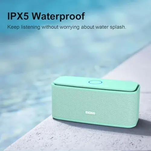 DOSS SoundBox Touch simsiz Bluetooth dinamiki - 12W HD ovoz boy bas bilan, IPX5 suv o'tkazmaydigan, 20 soatlik ijro etish vaqti, erkaklar, ayollar, o'smirlar, ofis, uy, sayohat uchun ideal Rojdestvo va Oq Fil sovg'asi-Yashil - 4