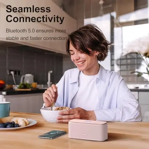 DOSS SoundBox Touch Simsiz Bluetooth Karnay - 12W HD Boy ovozi, boy bas, IPX5 suv o'tkazmaydigan, 20 soatlik o'yin vaqti, erkaklar, ayollar, o'smirlar, ofis, uy, sayohat uchun ideal Rojdestvo va Oq Fil sovg'asi - Açık Pembe - 5