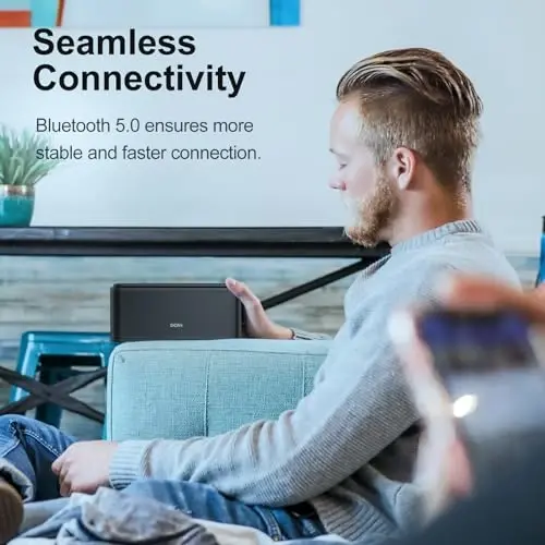 DOSS SoundBox Touch Simsiz Bluetooth Karnay - 12W HD Ovoz boy bas bilan, IPX5 suv o'tkazmaydigan, 20 soatlik o'yin vaqti, erkaklar, ayollar, o'smirlar, ofis, uy, sayohat uchun Rojdestvo va Oq Fil sovg'asi-Qora - 5