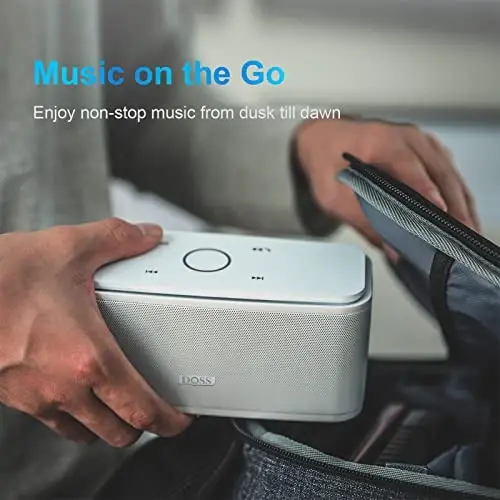 DOSS SoundBox Touch Simsiz Bluetooth Karnay - 12W HD Ovoz boy Bass, IPX5 Suv o'tkazmaydigan, 20H O'yin Vaqti, Erkaklar, Ayollar, O'smirlar, Ofis, Uy, Sayohat uchun ideal Rojdestvo & Oq Fil Sovg'asi - Oq - 5