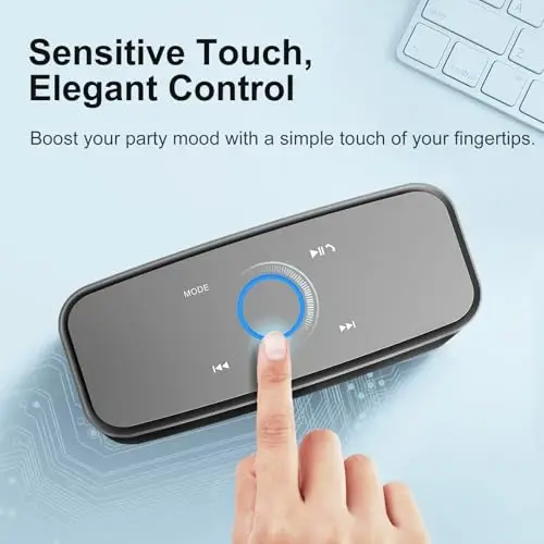 DOSS SoundBox Touch simsiz Bluetooth karnay - 12W HD ovozi boy bas bilan, IPX5 suv o'tkazmaydigan, 20 soatlik musiqa, erkaklar, ayollar, o'smirlar, ofis, uy, sayohat uchun Rojdestvo va Oq Fil uchun ideal sovg'a-kulrang - 3