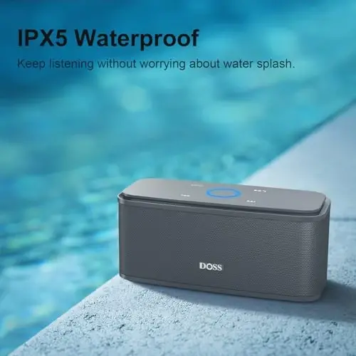 DOSS SoundBox Touch simsiz Bluetooth karnay - 12W HD ovozi boy bas bilan, IPX5 suv o'tkazmaydigan, 20 soatlik musiqa, erkaklar, ayollar, o'smirlar, ofis, uy, sayohat uchun Rojdestvo va Oq Fil uchun ideal sovg'a-kulrang - 4