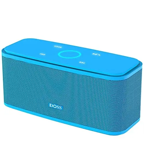 DOSS SoundBox Touch simsiz Bluetooth karnay - 12W HD ovozi boy bas, IPX5 suvga chidamli, 20 soatlik o'yin vaqti, erkaklar, ayollar, o'smirlar, ofis, uy, sayohat uchun ideal Rojdestvo va Oq Fil sovg'asi-Moviy - DOSS
