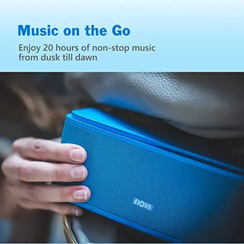 DOSS SoundBox Touch simsiz Bluetooth karnay - 12W HD ovozi boy bas, IPX5 suvga chidamli, 20 soatlik o'yin vaqti, erkaklar, ayollar, o'smirlar, ofis, uy, sayohat uchun ideal Rojdestvo va Oq Fil sovg'asi-Moviy - 5