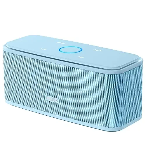 DOSS SoundBox Touch Wireless Bluetooth Speaker-12W HD Sound with Rich Bass, IPX5 Waterproof, 20H Playtime, Ideal Christmas & White Elephant Gift for Men, Women, Teens, Office, Home, Light-Red - DOSS