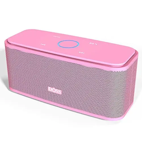 DOSS SoundBox Touch Wireless Bluetooth Speaker-12W HD Sound with Rich Bass, IPX5 Waterproof, 20H Playtime, Ideal Christmas & White Elephant Gift for Men, Women, Teens, Office, Home, Travel-Pink - DOSS