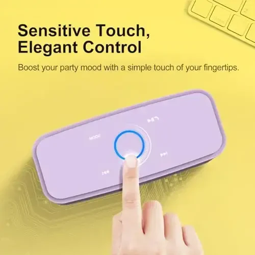 DOSS SoundBox Touch Wireless Bluetooth Speaker-12W HD Sound with Rich Bass, IPX5 Waterproof, 20H Playtime, Ideal Christmas & White Elephant Gift for Men, Women, Teens, Office, Home, Travel-Purple - 3