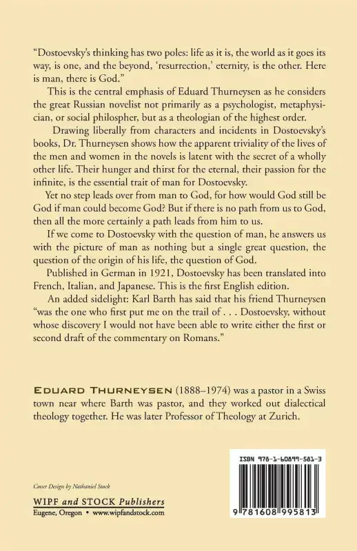 Dostoevsky (Paperback) - EDUARD THURNEYSEN; KEITH CRIM