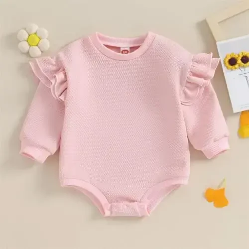 DOSYZTO Baby Boy Girl Bubble Shirt Romper Outfit Short Sleeve Summer Bodysuit Top Newborn Oversized Crewneck Jumpsuit - 3