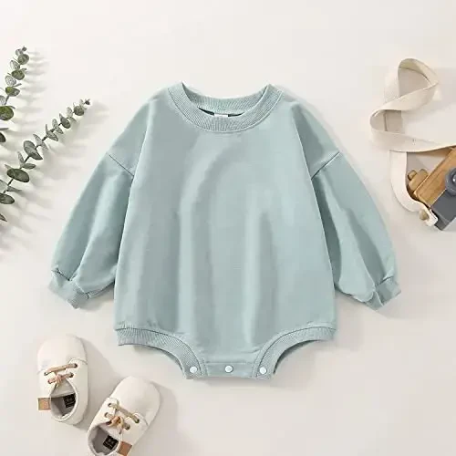 DOSYZTO Baby Boy Girl Bubble Shirt Romper Outfit Short Sleeve Summer Bodysuit Top Newborn Oversized Crewneck Jumpsuit - 2