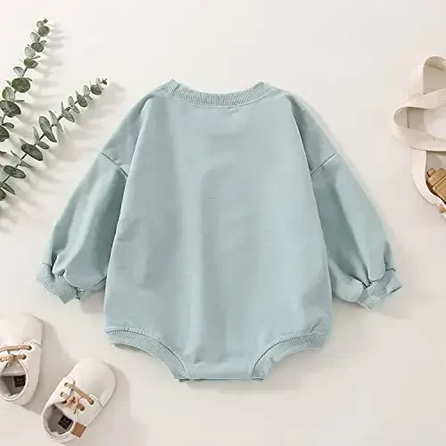 DOSYZTO Baby Boy Girl Bubble Shirt Romper Outfit Short Sleeve Summer Bodysuit Top Newborn Oversized Crewneck Jumpsuit - 3