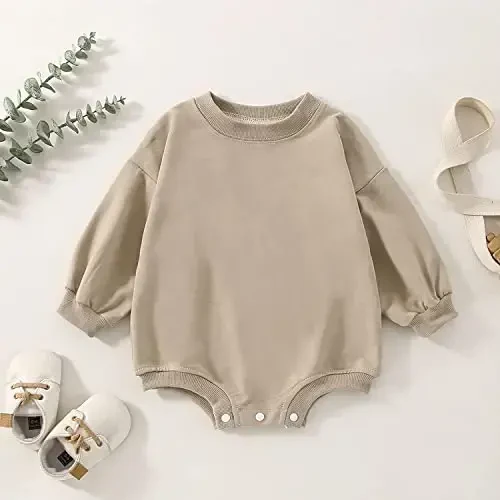 DOSYZTO Baby Boy Girl Bubble Shirt Romper Outfit Short Sleeve Summer Bodysuit Top Newborn Oversized Crewneck Jumpsuit - 2