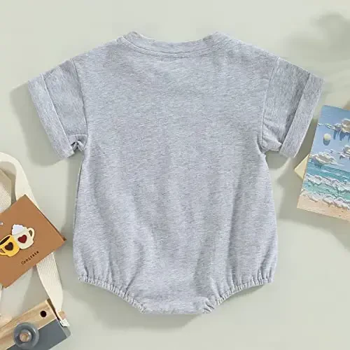 DOSYZTO Baby Boy Girl Bubble Shirt Romper Outfit Short Sleeve Summer Bodysuit Top Newborn Oversized Crewneck Jumpsuit - 3