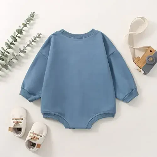 DOSYZTO Baby Boy Girl Bubble Shirt Romper Outfit Short Sleeve Summer Bodysuit Top Newborn Oversized Crewneck Jumpsuit - 3