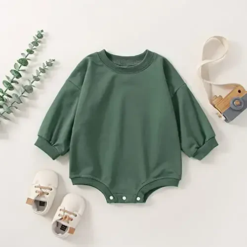 DOSYZTO Baby Boy Girl Bubble Shirt Romper Outfit Short Sleeve Summer Bodysuit Top Newborn Oversized Crewneck Jumpsuit - 2