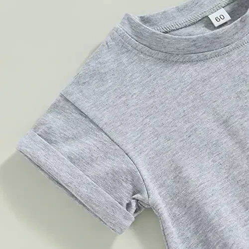 DOSYZTO Baby Boy Girl Bubble Shirt Romper Outfit Short Sleeve Summer Bodysuit Top Newborn Oversized Crewneck Jumpsuit - 5