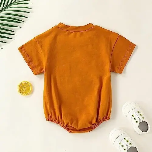 DOSYZTO Baby Boy Girl Bubble Shirt Romper Outfit Short Sleeve Summer Bodysuit Top Newborn Oversized Crewneck Jumpsuit - 3