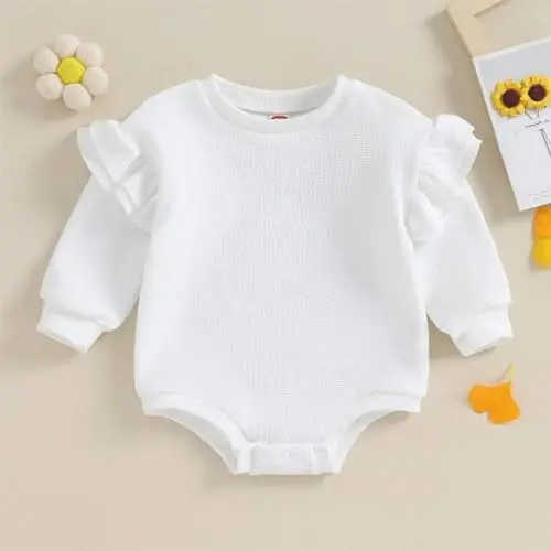 DOSYZTO Baby Boy Girl Bubble Shirt Romper Outfit Short Sleeve Summer Bodysuit Top Newborn Oversized Crewneck Jumpsuit - 3