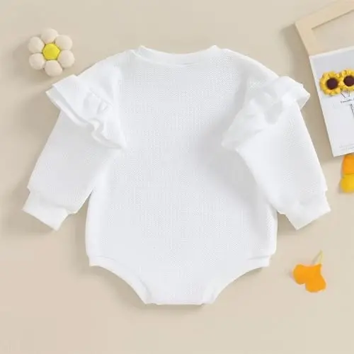 DOSYZTO Baby Boy Girl Bubble Shirt Romper Outfit Short Sleeve Summer Bodysuit Top Newborn Oversized Crewneck Jumpsuit - 4