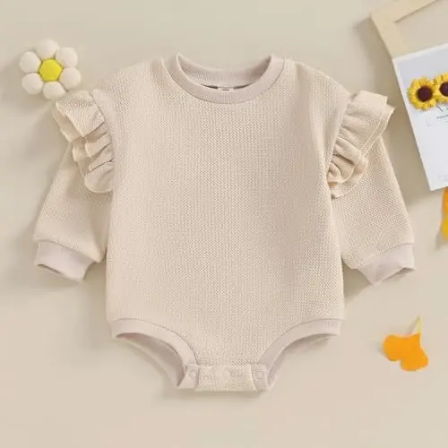 DOSYZTO Baby Boy Girl Bubble Shirt Romper Outfit Short Sleeve Summer Bodysuit Top Newborn Oversized Crewneck Jumpsuit - 4