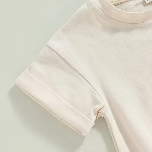 DOSYZTO Baby Boy Girl Bubble Shirt Romper Outfit Short Sleeve Summer Bodysuit Top Newborn Oversized Crewneck Jumpsuit - 5