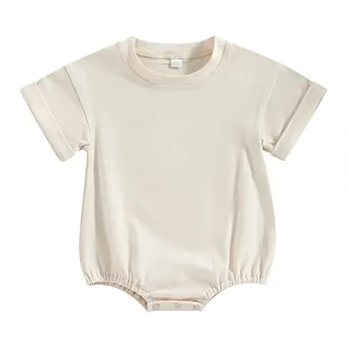 DOSYZTO Baby Boy Girl Bubble Shirt Romper Outfit Short Sleeve Summer Bodysuit Top Newborn Oversized Crewneck Jumpsuit - DOSYZTO