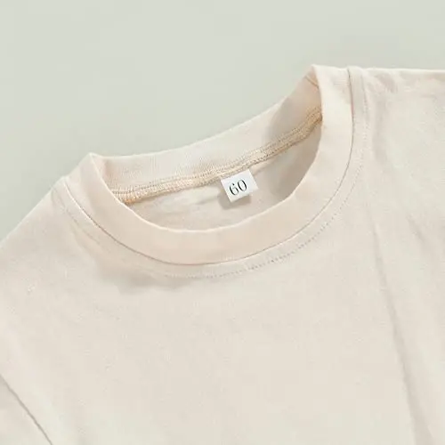 DOSYZTO Baby Boy Girl Bubble Shirt Romper Outfit Short Sleeve Summer Bodysuit Top Newborn Oversized Crewneck Jumpsuit - 4