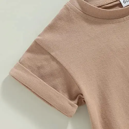 DOSYZTO Baby Boy Girl Bubble Shirt Romper Outfit Short Sleeve Summer Bodysuit Top Newborn Oversized Crewneck Jumpsuit - 5