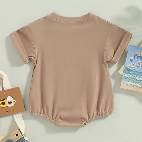 DOSYZTO Baby Boy Girl Bubble Shirt Romper Outfit Short Sleeve Summer Bodysuit Top Newborn Oversized Crewneck Jumpsuit - 3