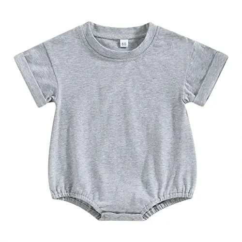 DOSYZTO Baby Boy Girl Bubble Shirt Romper Outfit Short Sleeve Summer Bodysuit Top Newborn Oversized Crewneck Jumpsuit - 1