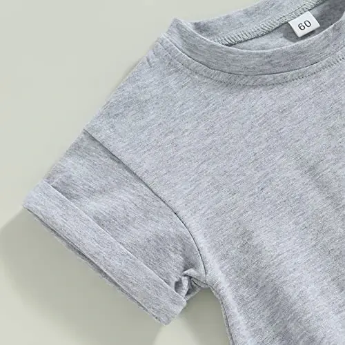 DOSYZTO Baby Boy Girl Bubble Shirt Romper Outfit Short Sleeve Summer Bodysuit Top Newborn Oversized Crewneck Jumpsuit - 5